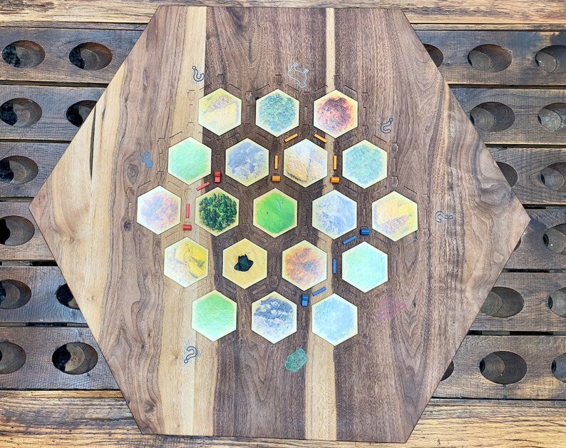 Walnut Catan Board — Heirloom Inlay