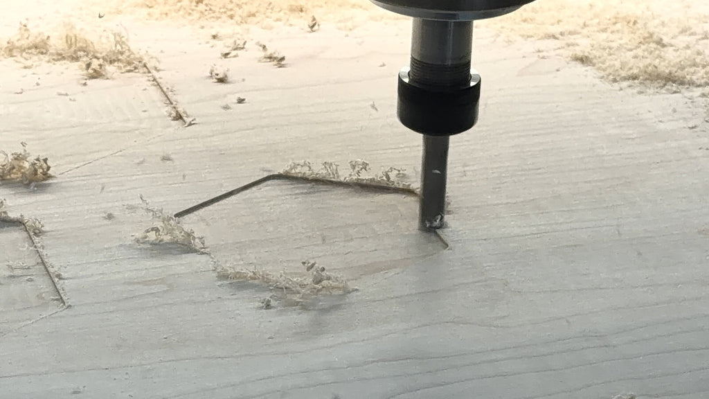 CNC cutting hex tile pocket — patent-pending inlay precision