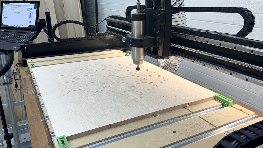 Shapeoko 5 Pro CNC machining Catan board hex pattern